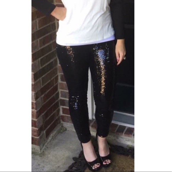 Black Sequin Leggings - Picture 2 of 2